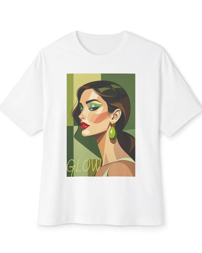 "GLOW Olive Earring Boxy" Oversized M 100% Cotton Tee