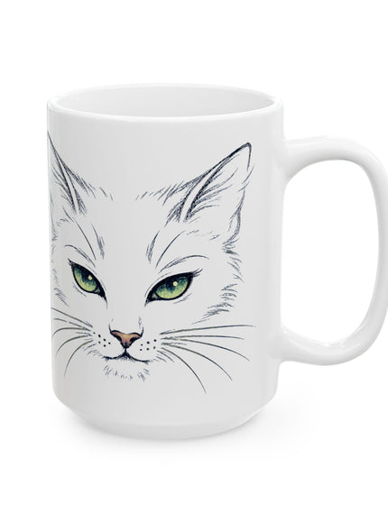 "Cat Face Sketch" Ceramic Mug, (11oz, 15oz)