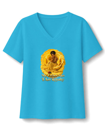 "My Father Says I am Royalty" Women's Relaxed Jersey Short Sleeve V-Neck Tee