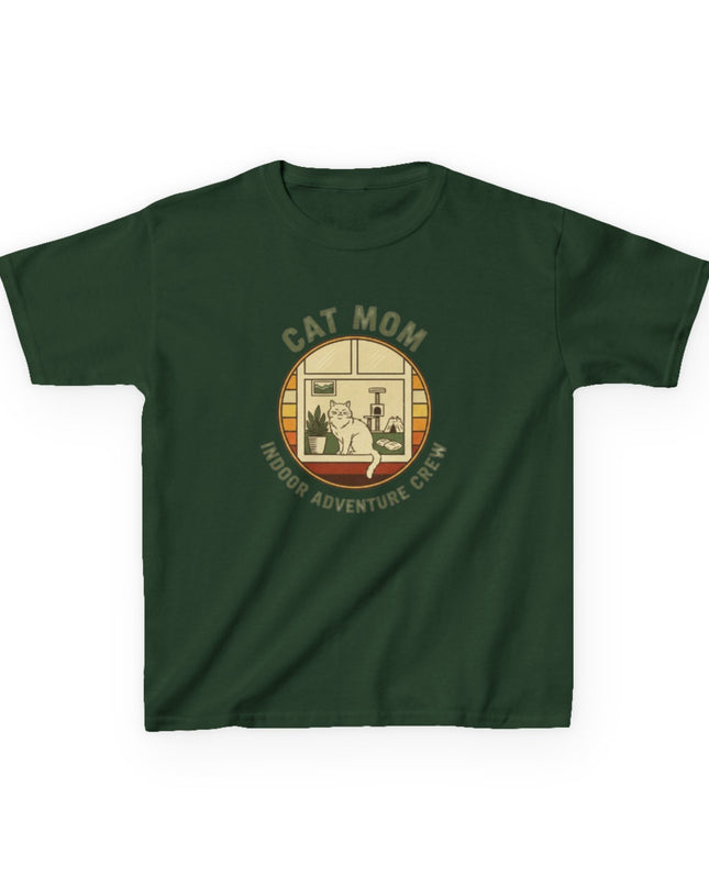 "Cat Mom Indoor Adventure Crew" Kids Heavy Cotton Tee