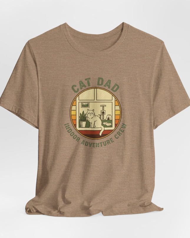 "Cat Dad Indoor Adventure Crew" Unisex Jersey Short Sleeve Tee