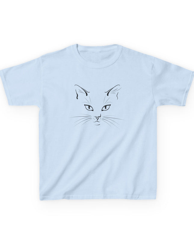 "Cat Face Sketch" Kids Heavy Cotton Tee