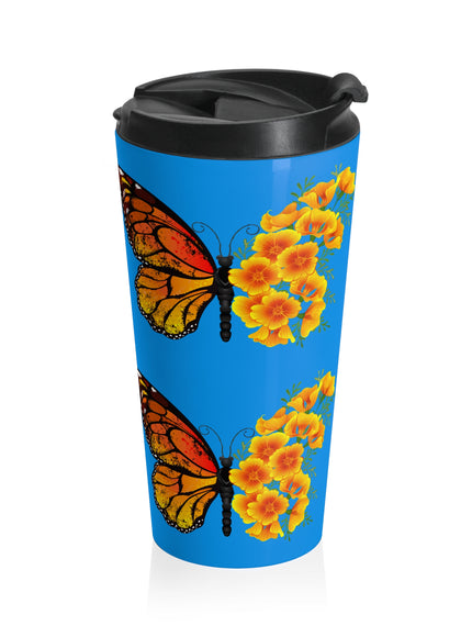 "Butterfly Poppies" Stainless Steel Travel Mug