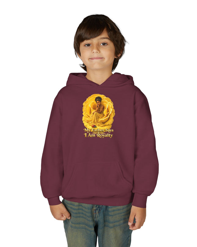 "My Father Says I am Royalty" Youth Heavy Blend Hooded Sweatshirt