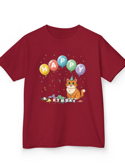 "Happy Birthday - Cat Popped the Balloons" Kids Heavy Cotton Tee