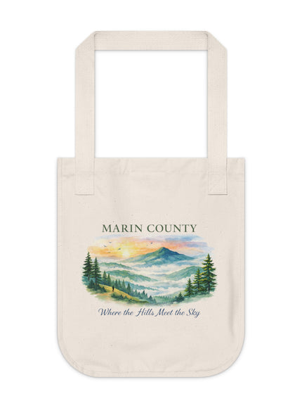 "Marin County, Where the Hills Meet the Sky" Organic Canvas Tote Bag