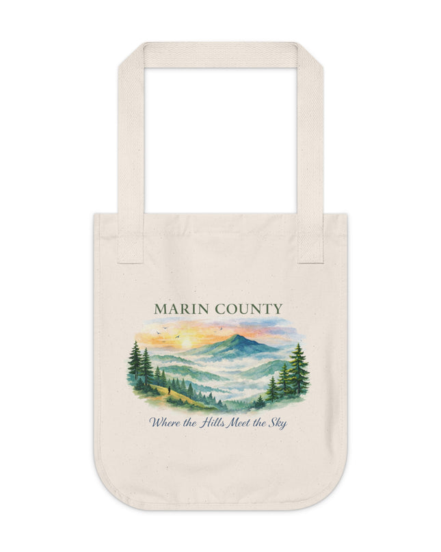 "Marin County, Where the Hills Meet the Sky" Organic Canvas Tote Bag