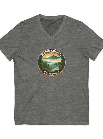 "Marin County, Above the Fog" Unisex Jersey Short Sleeve V-Neck Tee