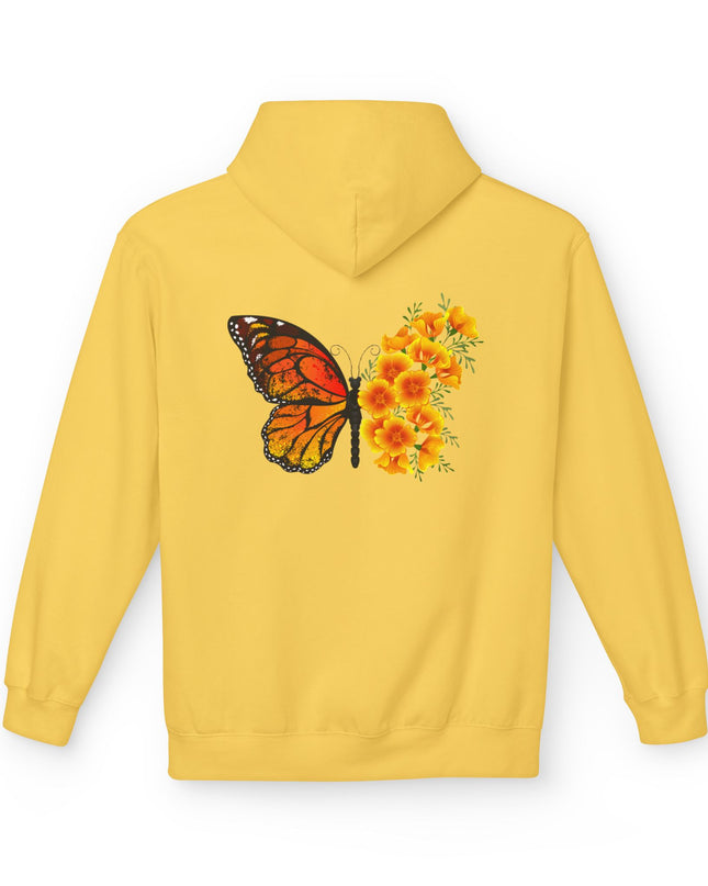 "Butterfly Poppies" (Ink front and back) Unisex Midweight Softstyle Fleece Hoodie