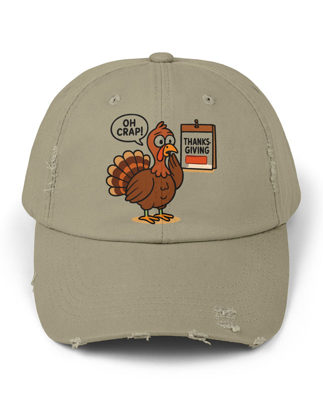 "Oh crap, Thanksgiving" Unisex Distressed Cap