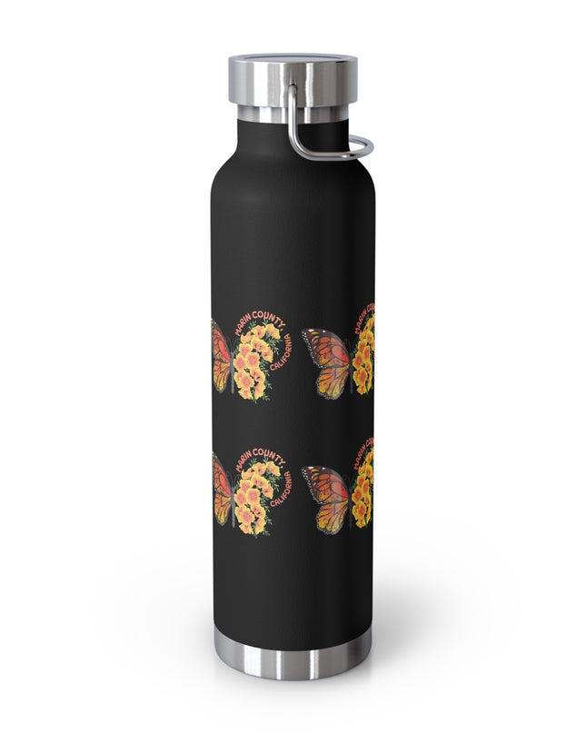 "Butterflies and Poppies Marin County, California" Copper Vacuum Insulated Bottle, 22oz