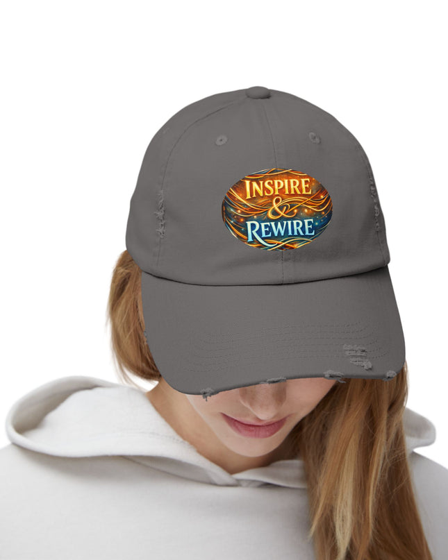 "Inspire and Rewire" Unisex Distressed Cap