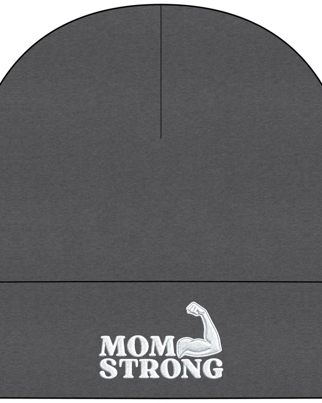 "Mom Strong (White embroidery)" Cuff Beanie
