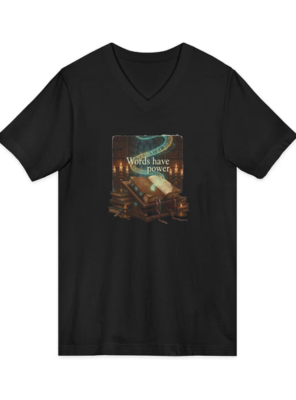 "Words Have Power" Unisex Jersey Short Sleeve V-Neck Tee