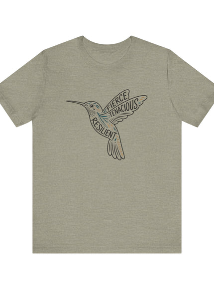 "Hummingbird with words in it" Unisex Jersey Short Sleeve Tee