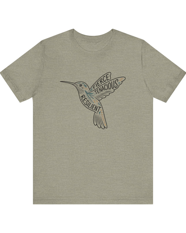 "Hummingbird with words in it" Unisex Jersey Short Sleeve Tee
