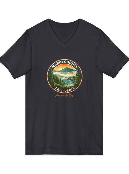 "Marin County, Above the Fog" Unisex Jersey Short Sleeve V-Neck Tee