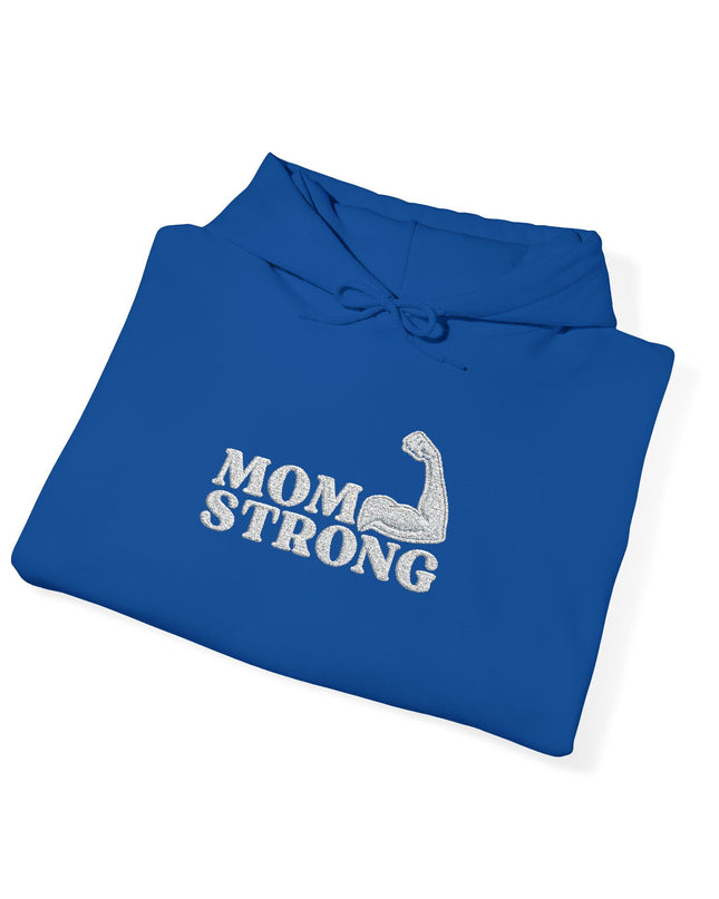 "Mom Strong (White embroidery)" Unisex Heavy Blend Hooded Sweatshirt