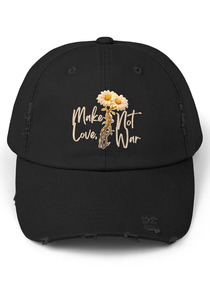 "Make Love Not War With Flower" Unisex Distressed Cap