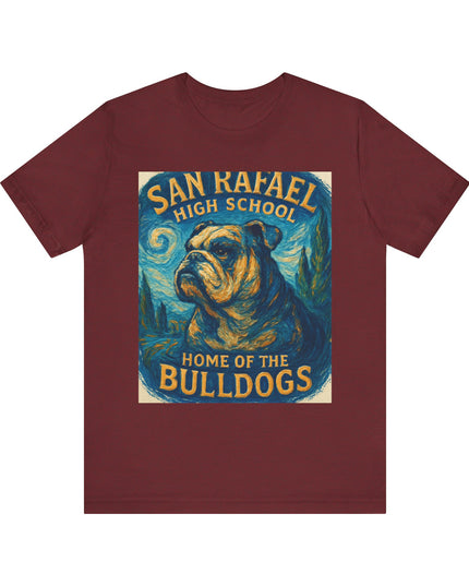 "San Rafael High School Home of the Bulldogs Vincent Van Gogh Style" Unisex Jersey Short Sleeve Tee