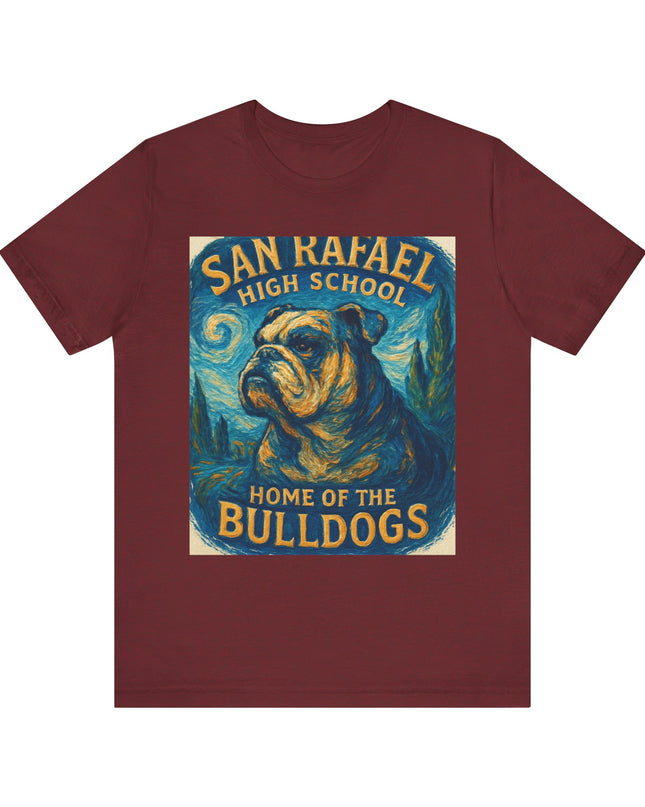 "San Rafael High School Home of the Bulldogs Vincent Van Gogh Style" Unisex Jersey Short Sleeve Tee