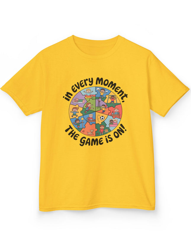 "In every moment, the game is on" Kids Short Sleeve Tee