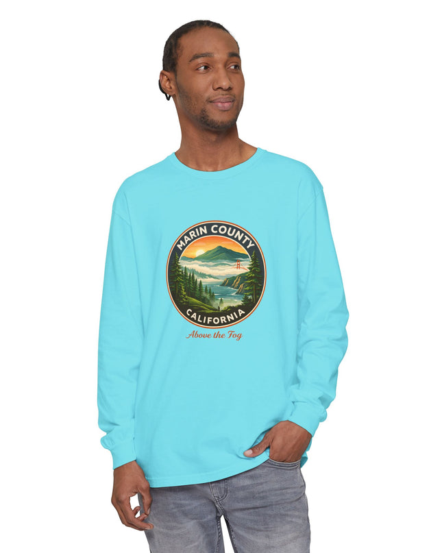 "Marin County, Above the Fog" Unisex Garment-dyed Long Sleeve T-Shirt