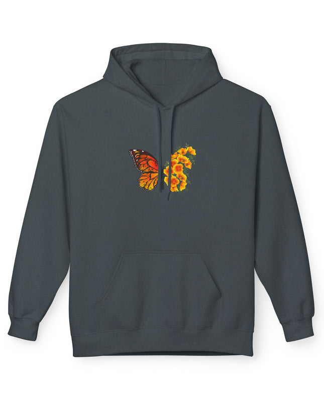 "Butterfly Poppies" (Ink front and back) Unisex Midweight Softstyle Fleece Hoodie
