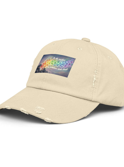 "Be the Rainbow in Someone's Dark Cloud" Unisex Distressed Cap