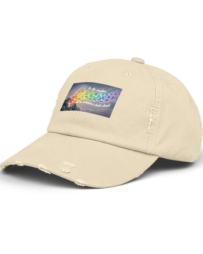 "Be the Rainbow in Someone's Dark Cloud" Unisex Distressed Cap