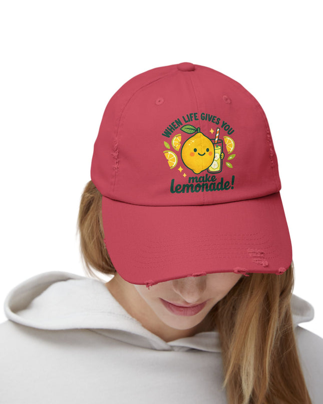 "When life gives you lemons, make lemonade" Unisex Distressed Cap
