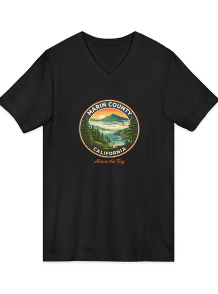 "Marin County, Above the Fog" Unisex Jersey Short Sleeve V-Neck Tee