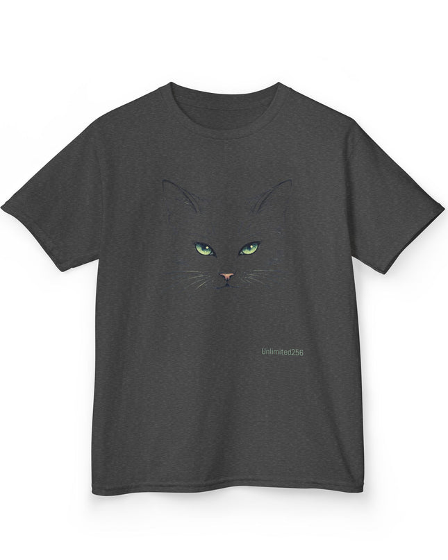 "Cat Face Sketch" Kids Heavy Cotton Tee