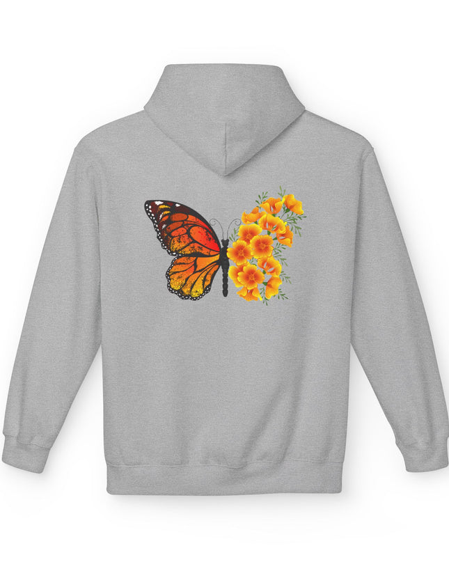 "Butterfly Poppies" (Ink front and back) Unisex Midweight Softstyle Fleece Hoodie