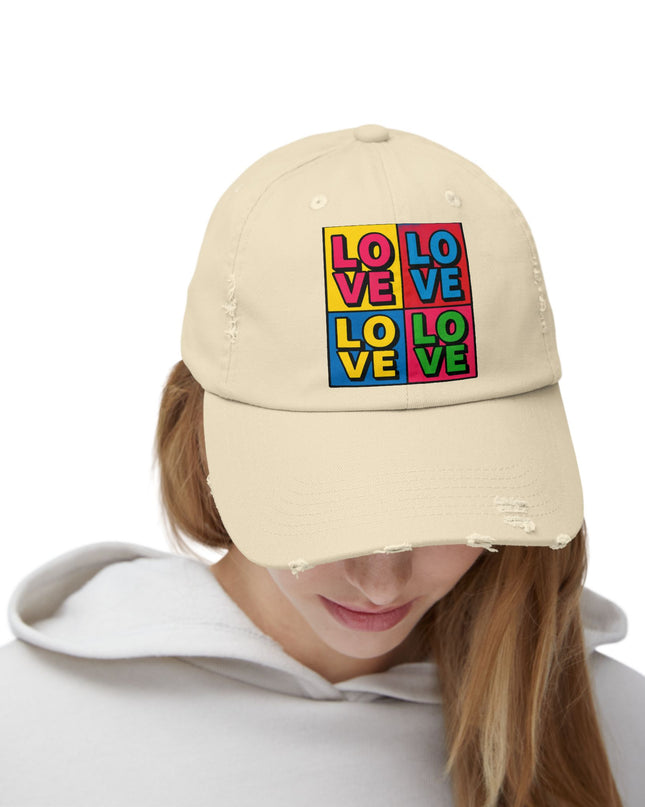 "Love (Andy Warhol style)"Unisex Distressed Cap