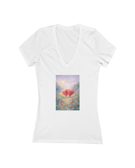 "Valentine's Day - Monet Style" Women's Jersey Short Sleeve Deep V-Neck Tee