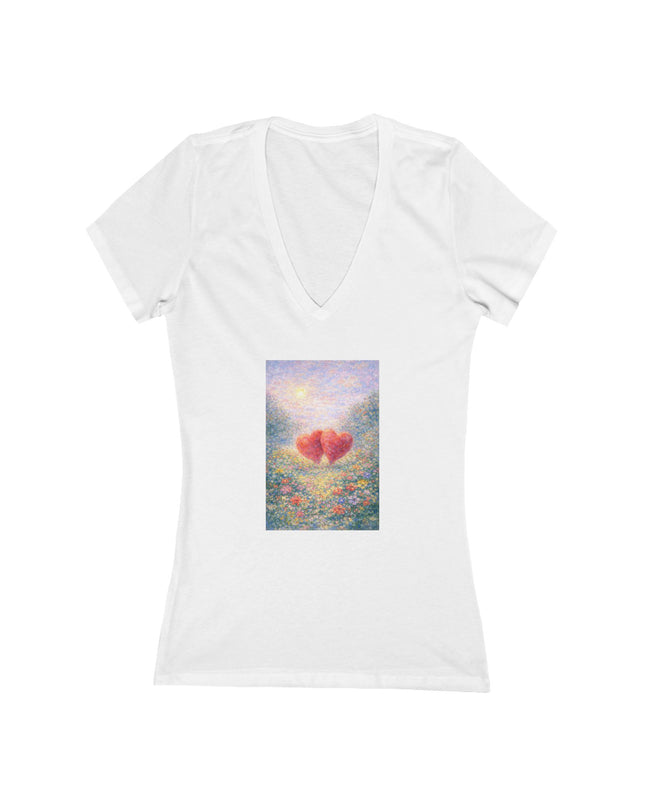 "Valentine's Day - Monet Style" Women's Jersey Short Sleeve Deep V-Neck Tee