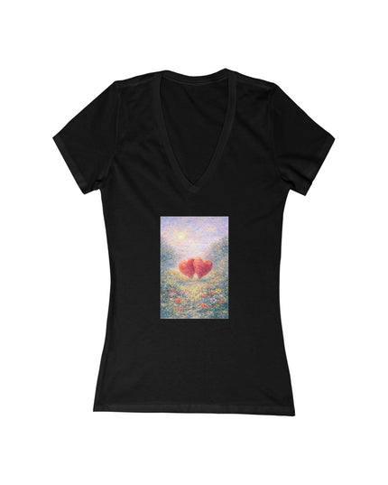 "Valentine's Day - Monet Style" Women's Jersey Short Sleeve Deep V-Neck Tee