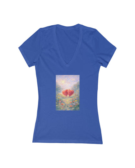 "Valentine's Day - Monet Style" Women's Jersey Short Sleeve Deep V-Neck Tee