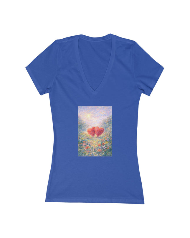 "Valentine's Day - Monet Style" Women's Jersey Short Sleeve Deep V-Neck Tee