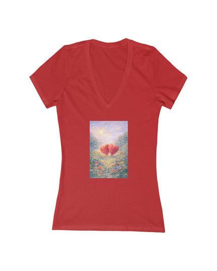 "Valentine's Day - Monet Style" Women's Jersey Short Sleeve Deep V-Neck Tee