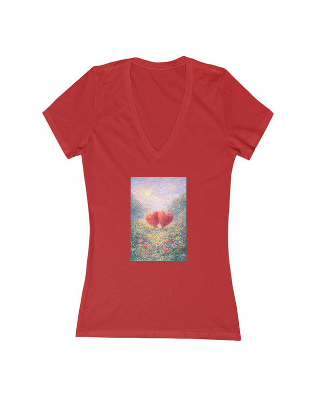"Valentine's Day - Monet Style" Women's Jersey Short Sleeve Deep V-Neck Tee
