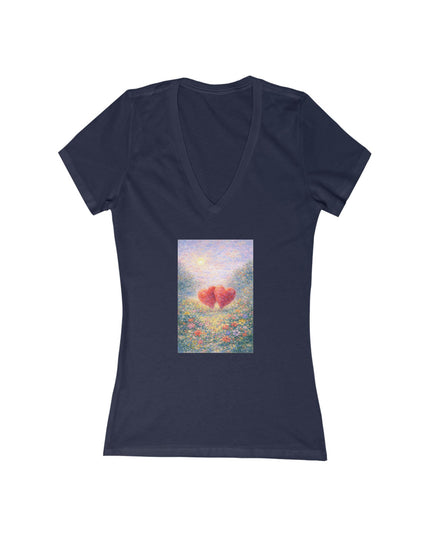 "Valentine's Day - Monet Style" Women's Jersey Short Sleeve Deep V-Neck Tee