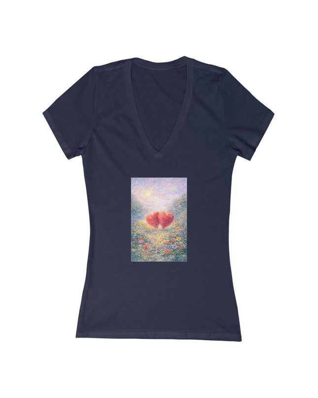 "Valentine's Day - Monet Style" Women's Jersey Short Sleeve Deep V-Neck Tee