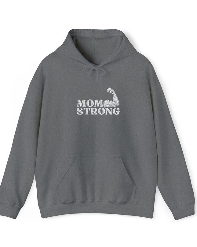 "Mom Strong (White embroidery)" Unisex Heavy Blend Hooded Sweatshirt