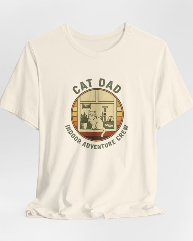 "Cat Dad Indoor Adventure Crew" Unisex Jersey Short Sleeve Tee