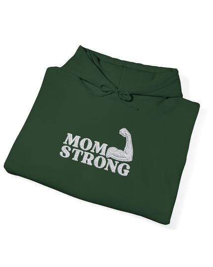 "Mom Strong (White embroidery)" Unisex Heavy Blend Hooded Sweatshirt