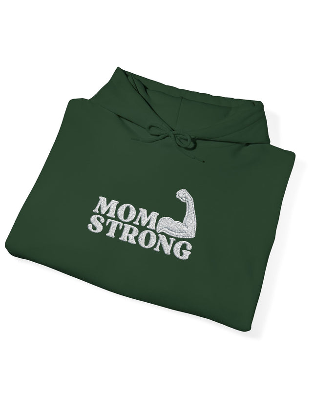 "Mom Strong (White embroidery)" Unisex Heavy Blend Hooded Sweatshirt