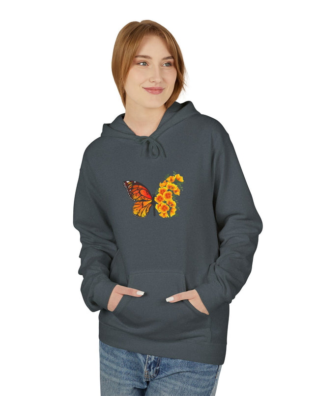 "Butterfly Poppies" (Ink front and back) Unisex Midweight Softstyle Fleece Hoodie
