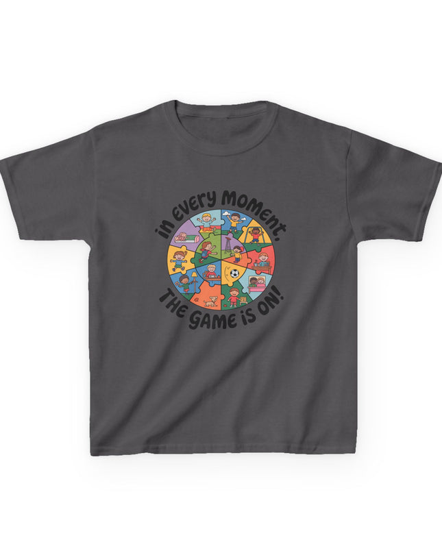 "In every moment, the game is on" Kids Short Sleeve Tee